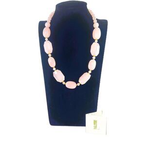 Chunky Rose Quartz Bead Necklace Pink Heart Stone - Lee Sands Jewelry + Gift Box